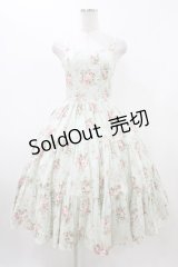 K211148 / 薔薇柄タックジャンパースカート Free ミント H-25-12-16-1029-0-OP-NS-ZH