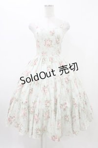 K211148 / 薔薇柄タックジャンパースカート Free ミント H-25-12-16-1029-0-OP-NS-ZH