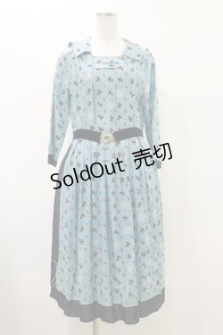 画像1: Jane Marple Dans Le Salon / Scottish lionグランマドレス  スカイブルー H-25-12-17-042-JM-OP-KB-ZH