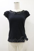 Emily Temple cute / レースリボンカットソー  ブラック H-25-12-17-050-ET-TO-KB-ZH