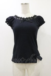 Emily Temple cute / レースリボンカットソー  ブラック H-25-12-17-050-ET-TO-KB-ZH