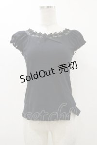 Emily Temple cute / レースリボンカットソー  ブラック H-25-12-17-050-ET-TO-KB-ZH