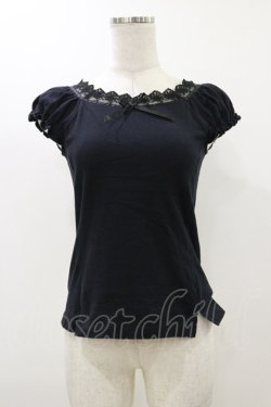 画像1: Emily Temple cute / レースリボンカットソー  ブラック H-25-12-17-050-ET-TO-KB-ZH