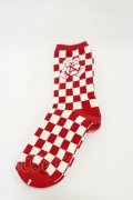 Candy Stripper / ANARCHY BEAR CHECKER SOCKS  レッド H-25-12-17-010-PU-ZA-KB-ZH