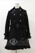 FRILL / 刺繍ダブルボタンコート  ブラック H-25-12-17-057-HN-CO-KB-ZH