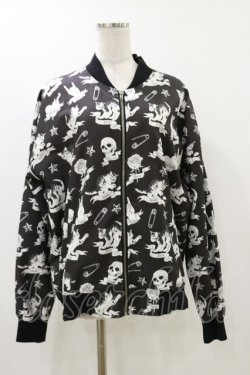 画像1: LISTEN FLAVOR / いたずら子猫の総柄ブルゾン  ブラック H-25-12-17-058-PU-JA-KB-ZH