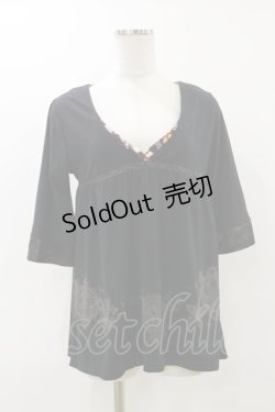 画像1: gouk / 裾プリントフレアカットソー  ブラック H-25-12-17-063-GO-TO-KB-ZT246