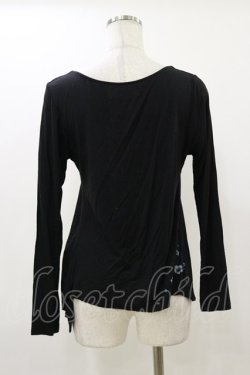 画像2: gouk / 和柄切替Vネックカットソー  ブラック H-25-12-17-065-GO-TO-KB-ZH