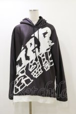 画像1: NieR CLOTHING / 防寒裏起毛パーカー  黒×白 H-25-12-17-067-PU-TO-KB-ZT515 (1)
