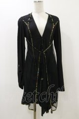 Ozz oneste / メッシュレイヤードロングカーディガン  黒 H-25-12-17-070-OO-TO-KB-ZH