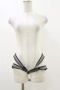 alice auaa / ストライプベルト  黒 H-25-12-17-016-AA-ZA-KB-ZH