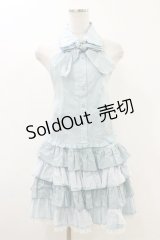 PUTUMAYO / レースプリントホルタービスチェブラウス＆フリルスカート  サックス H-25-12-17-022-PT-OP-KB-ZH