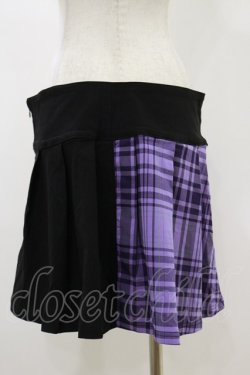 画像2: KILL STAR / CATTLE PLEATED SKIRT L ブラック/ライラックタータン H-25-12-17-023-SL-SK-KB-ZH