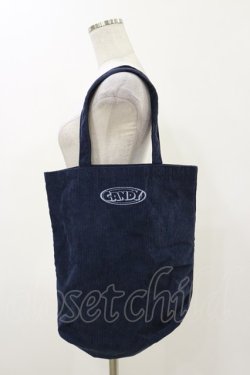 画像1: Candy Stripper / ロゴコーデュロイトートバッグ  ネイビー H-25-12-17-002-PU-BG-KB-ZH