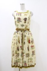 Jane Marple / Alice's dictionaryスクエアドレス  アイボリー×マスタード H-25-12-17-035-JM-OP-KB-ZH