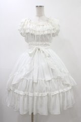 Millefleurs / レースとジョーゼットのワンピース  ホワイト H-25-12-18-1025-EL-OP-KB-ZH