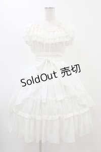 Millefleurs / レースとジョーゼットのワンピース  ホワイト H-25-12-18-1025-EL-OP-KB-ZH