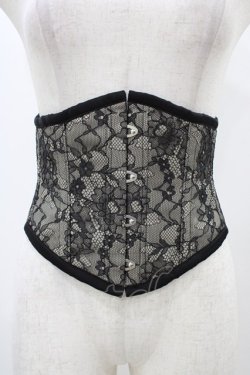 画像1: abilletage / レースミニコルセット 4 ブラック H-25-12-18-1005-GO-ZA-KB-ZH