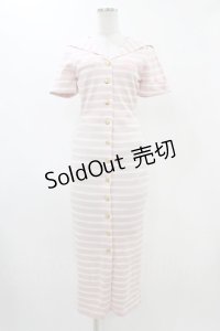 Katie / MISS SAILOR midway one-piece  PINK×OFF WHITE BORDER H-25-12-18-1032-LO-OP-KB-ZH