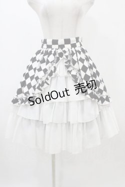 画像1: ATELIER PIERROT / ダイヤフロントオープンスカート  オフ×ブラック H-25-12-18-1040-EL-SK-KB-ZH