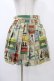 画像1: Jane Marple / Old Catポスターのミニスカート  グリーン H-25-12-18-1041-JM-SK-KB-ZH (1)