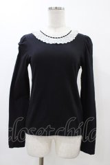 Jane Marple / レースカラーのプルオーバー  ブラック×ホワイト H-25-12-18-1058-JM-TO-KB-ZH