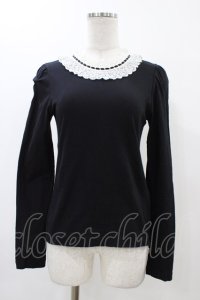 Jane Marple / レースカラーのプルオーバー  ブラック×ホワイト H-25-12-18-1058-JM-TO-KB-ZH