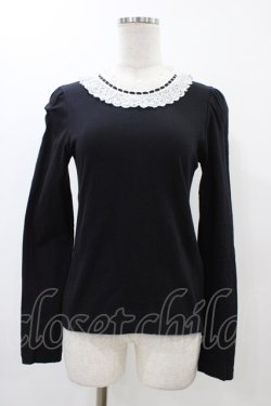 画像1: Jane Marple / レースカラーのプルオーバー  ブラック×ホワイト H-25-12-18-1058-JM-TO-KB-ZH