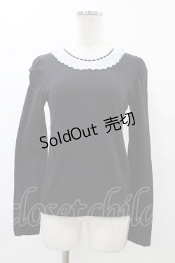 画像1: Jane Marple / レースカラーのプルオーバー  ブラック×ホワイト H-25-12-18-1058-JM-TO-KB-ZH