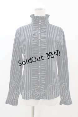 画像1: PUTUMAYO / クロスタイ付スタンドカラーブラウス  ネイビー H-25-12-18-1059-PT-BL-KB-ZH