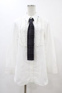 PEACE NOW / ガーゼフリルタイ付きブラウス  ホワイト H-25-12-18-1060-PU-BL-KB-ZH
