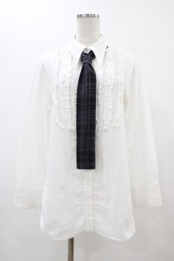 画像1: PEACE NOW / ガーゼフリルタイ付きブラウス  ホワイト H-25-12-18-1060-PU-BL-KB-ZH