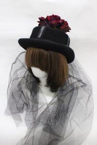 Cross rose / ローズヴェールハット  ブラック H-25-12-18-1002-0-AC-KB-ZH