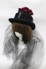 画像1: Cross rose / ローズヴェールハット  ブラック H-25-12-18-1002-0-AC-KB-ZH (1)