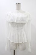 abilletage / チュールレースオフショルブラウス  ホワイト H-25-12-18-1016-GO-BL-KB-ZT1220H