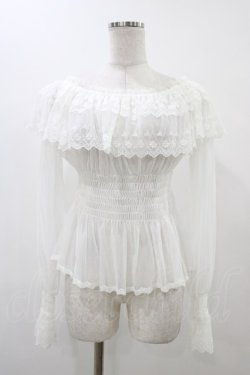 画像1: abilletage / チュールレースオフショルブラウス  ホワイト H-25-12-18-1016-GO-BL-KB-ZH