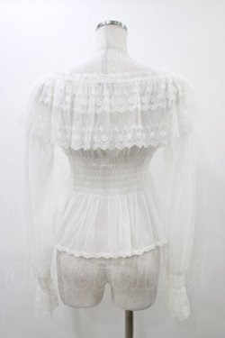 画像2: abilletage / チュールレースオフショルブラウス  ホワイト H-25-12-18-1016-GO-BL-KB-ZH