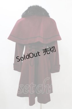 画像2: ATELIER PIERROT / ティペット付きケープコート  ワインレッド H-25-12-18-1018-EL-CO-KB-ZH