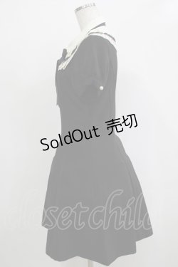 画像2: axes femme POETIQUE / レース襟半袖ワンピース M ブラック H-25-12-19-036-AX-OP-NS-ZH