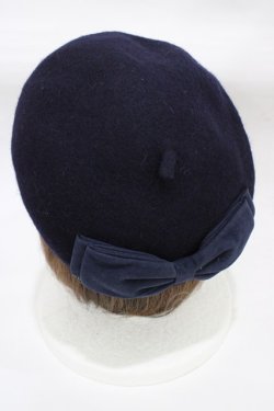 画像2: DearMyLoveRose / RSハートチャーム付リボンベレー帽  ネイビー H-25-12-19-1005-EL-AC-NS-ZH