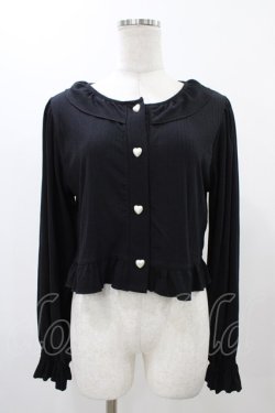 画像1: FLC / 星名桜子/フリルテレコカーディガン L ブラック H-25-12-19-1045-0-TO-NS-ZH