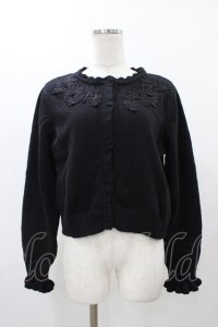m petit by misako / AM バラレースニットカーディガン L ブラック H-25-12-19-1046-LO-TO-NS-ZH