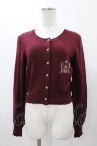 Amavel / Fantasic Emblemクルーカーディガン Free ボルドー H-25-12-19-1048-CA-TO-NS-ZH