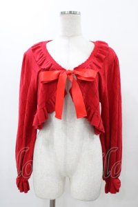 metamorphose / ダイヤすかしあみ長袖ボレロ サイズ1 レッド H-25-12-19-1049-ME-TO-NS-ZH