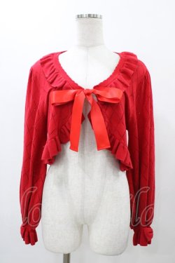 画像1: metamorphose / ダイヤすかしあみ長袖ボレロ サイズ1 レッド H-25-12-19-1049-ME-TO-NS-ZH
