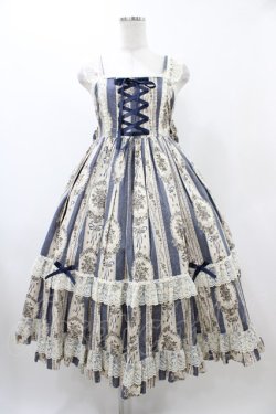 画像1: metamorphose / アンティークブーケミディアムジャンパースカート サイズ1 ブルー H-25-12-19-1016-ME-OP-NS-ZH