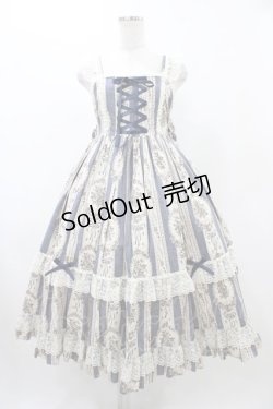 画像1: metamorphose / アンティークブーケミディアムジャンパースカート サイズ1 ブルー H-25-12-19-1016-ME-OP-NS-ZH