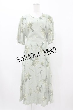 画像1: KANEKO ISAO / 花柄ワンピース Free グリーン H-25-12-19-1022-EL-OP-NS-ZH
