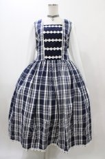 画像1: marcHenTica / チェックワンピース ハーフエルフ ネイビー H-25-12-19-1027-LO-OP-NS-ZH (1)