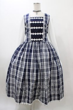 画像1: marcHenTica / チェックワンピース ハーフエルフ ネイビー H-25-12-19-1027-LO-OP-NS-ZH
